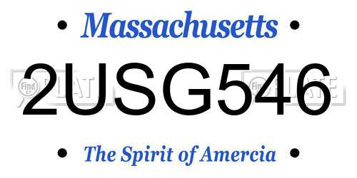 2USG546 Massachusetts License Plate