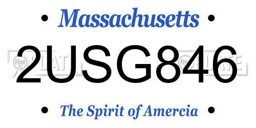 2USG846 Massachusetts License Plate