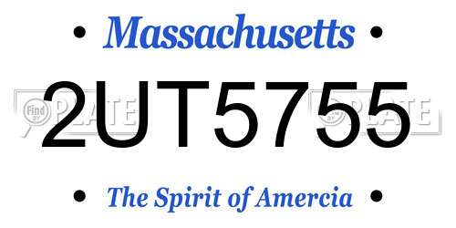 2UT5755 Massachusetts License Plate