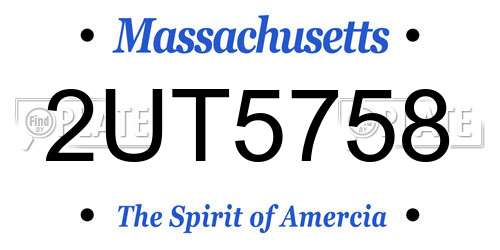 2UT5758 Massachusetts License Plate