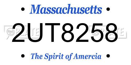 2UT8258 Massachusetts License Plate