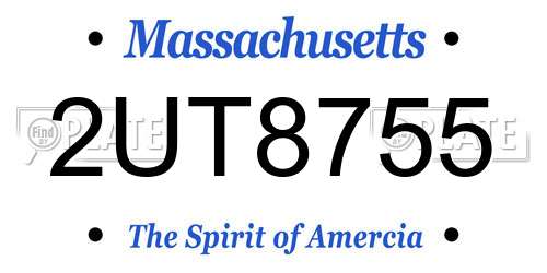 2UT8755 Massachusetts License Plate
