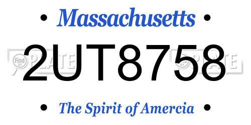 2UT8758 Massachusetts License Plate