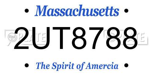 2UT8788 Massachusetts License Plate
