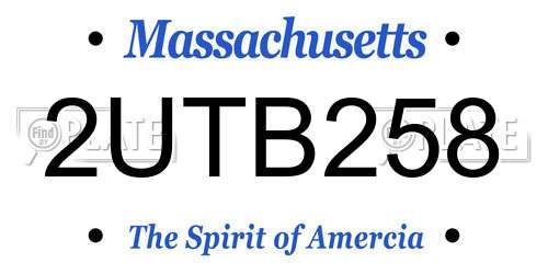 2UTB258 Massachusetts License Plate