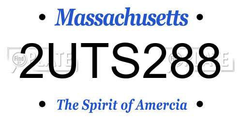 2UTS288 Massachusetts License Plate