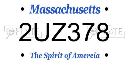 2UZ378 Massachusetts License Plate