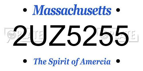 2UZ5255 Massachusetts License Plate