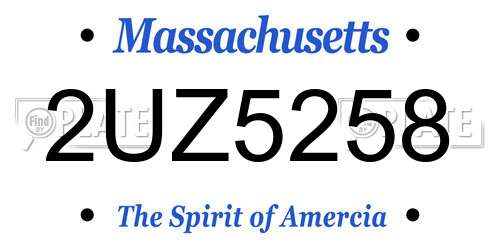 2UZ5258 Massachusetts License Plate