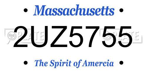 2UZ5755 Massachusetts License Plate