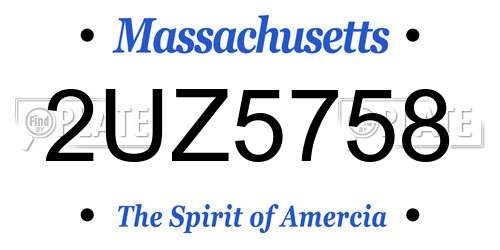 2UZ5758 Massachusetts License Plate