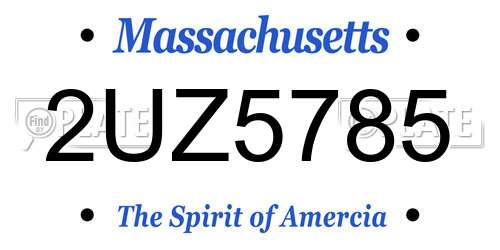 2UZ5785 Massachusetts License Plate