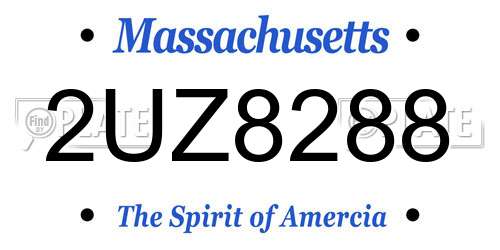 2UZ8288 Massachusetts License Plate