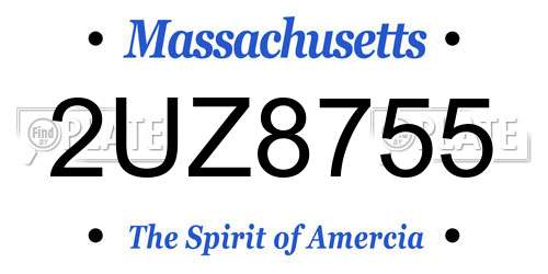 2UZ8755 Massachusetts License Plate