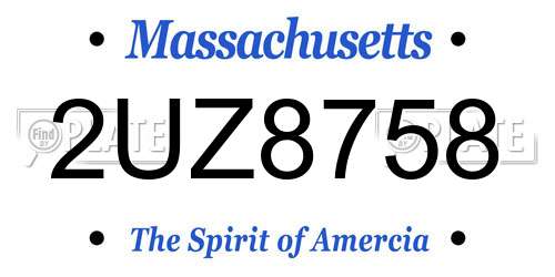 2UZ8758 Massachusetts License Plate