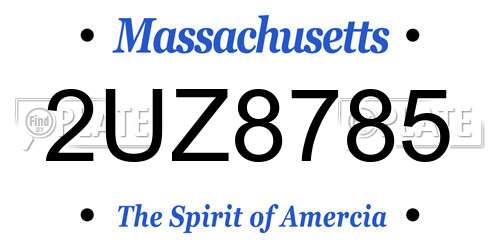 2UZ8785 Massachusetts License Plate
