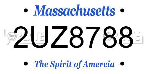 2UZ8788 Massachusetts License Plate