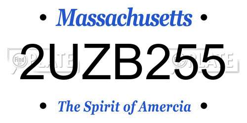2UZB255 Massachusetts License Plate