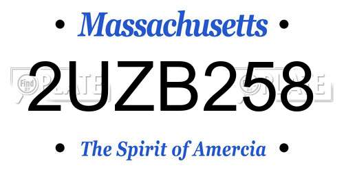 2UZB258 Massachusetts License Plate