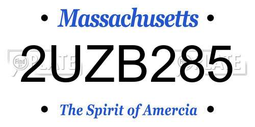 2UZB285 Massachusetts License Plate