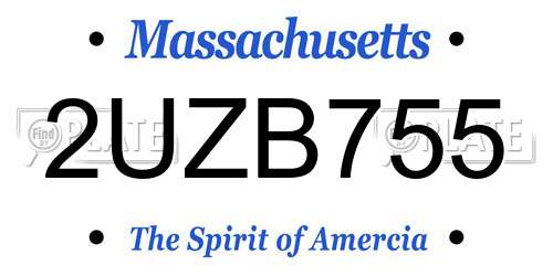 2UZB755 Massachusetts License Plate