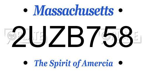 2UZB758 Massachusetts License Plate