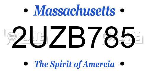 2UZB785 Massachusetts License Plate
