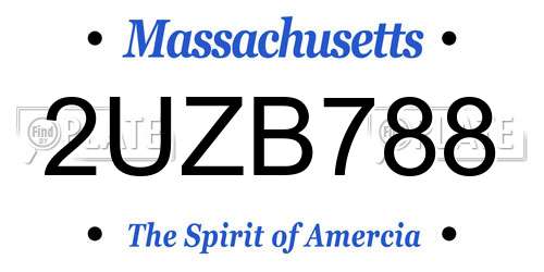 2UZB788 Massachusetts License Plate