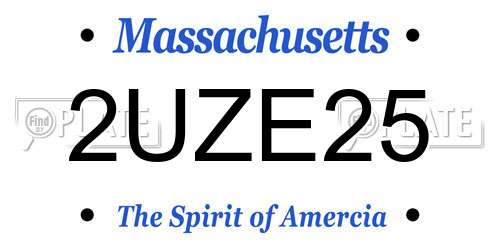2UZE25 Massachusetts License Plate