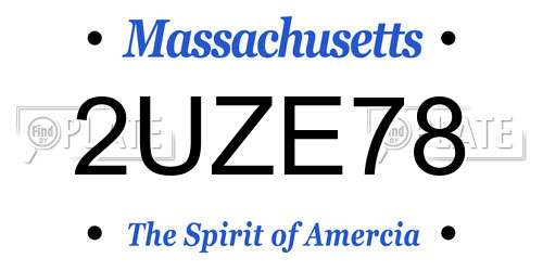 2UZE78 Massachusetts License Plate