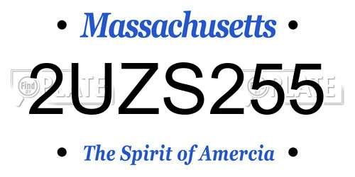 2UZS255 Massachusetts License Plate