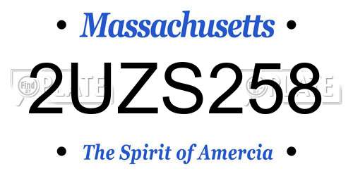 2UZS258 Massachusetts License Plate
