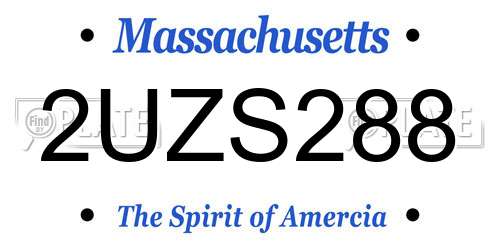 2UZS288 Massachusetts License Plate