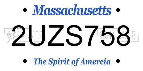 2UZS758 Massachusetts License Plate