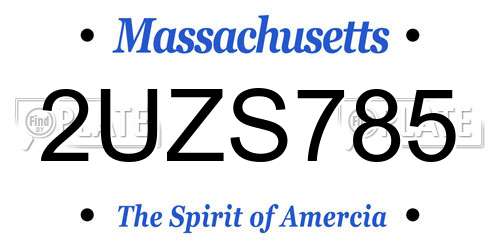 2UZS785 Massachusetts License Plate