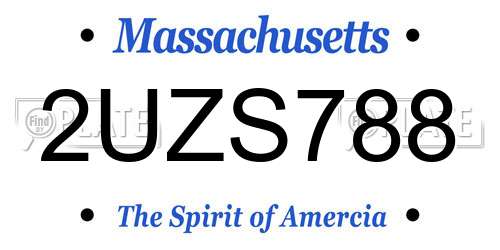 2UZS788 Massachusetts License Plate