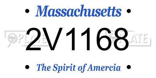 2V1168 Massachusetts License Plate