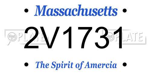 2V1731 Massachusetts License Plate