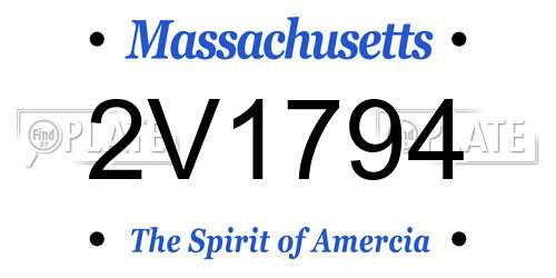 2V1794 Massachusetts License Plate