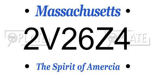 2V26Z4 Massachusetts License Plate