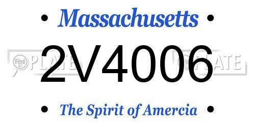 2V4006 Massachusetts License Plate