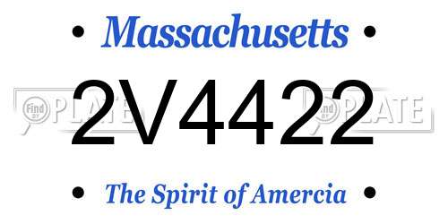 2V4422 Massachusetts License Plate