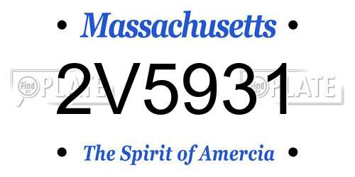 2V5931 Massachusetts License Plate