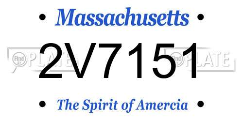 2V7151 Massachusetts License Plate