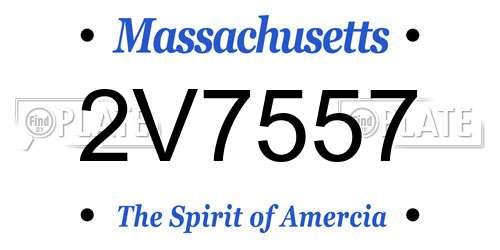 2V7557 Massachusetts License Plate