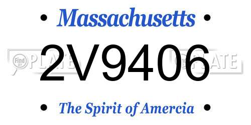 2V9406 Massachusetts License Plate