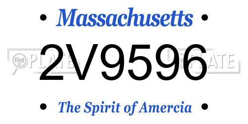 2V9596 Massachusetts License Plate
