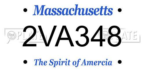 2VA348 Massachusetts License Plate