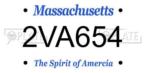 2VA654 Massachusetts License Plate