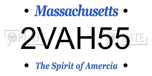 2VAH55 Massachusetts License Plate